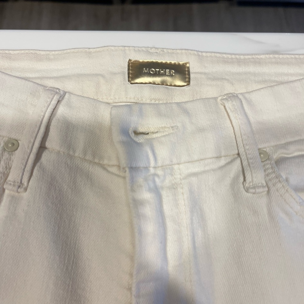 MOTHER Cream High-Waisted Jeans